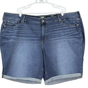 Torrid‎ Women Boyfriend Bermuda Plus Size 30 Vintage Stretch Rolled Hem Blue NWT